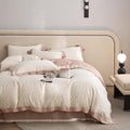 mixinni Pink White Floral Duvet Cover Twin XL Size Green Leaves Cute Flower by mixinni