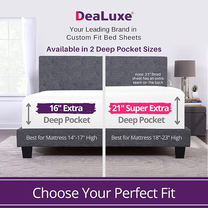 DeaLuxe Deep Pocket Full Fitted Sheet - Image 2