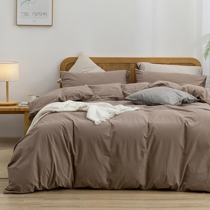 BESTOUCH Duvet Cover Set 100% Washed Cotton Linen Feel Super Soft Comfortable by BESTOUCH