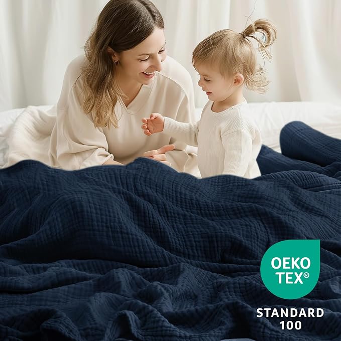100% Cotton Muslin Blankets Twin XL 66" x 90", 6 Layers Breathable and - Image 6