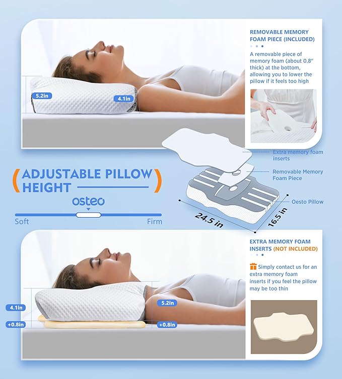 Osteo Cervical Pillow for Neck Pain Relief, Hollow Design Odorless Memory Foam - Image 4