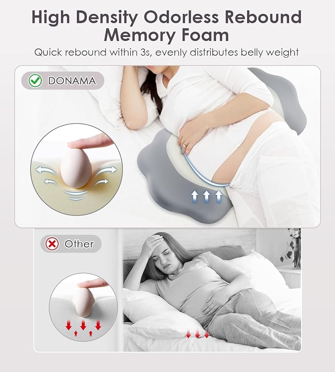 Memory Foam Pregnancy Pillows for Sleeping, Side Sleeper Maternity Pillow - Image 6