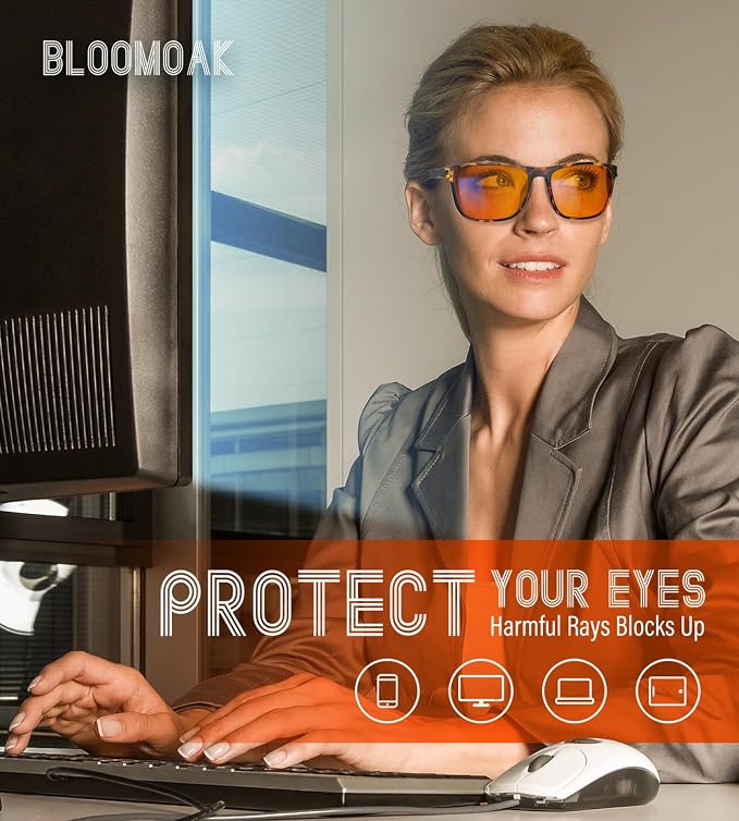 Bloomoak 100% Red Lens Blue Green Light Blocking Glasses- Dual AR Coatings - Image 2