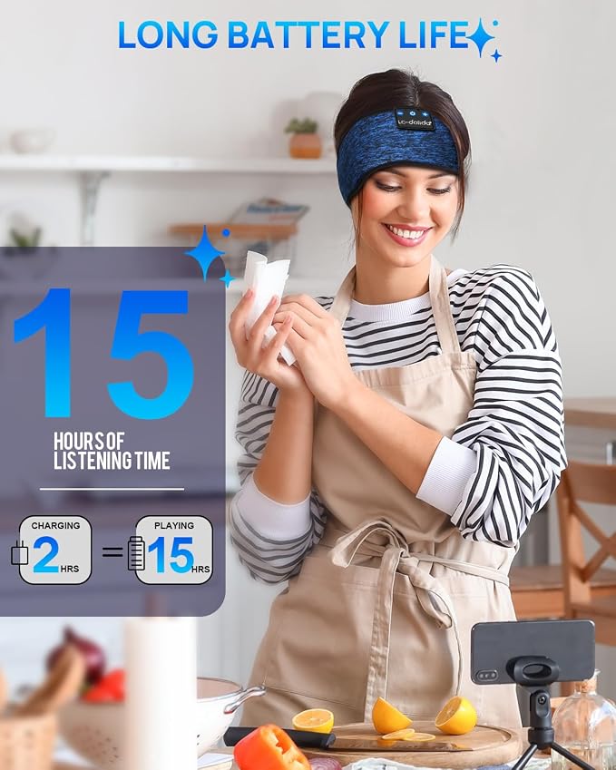 LC-dolida Sleep Headphones Headband Bluetooth 5.4, Sports Headband Earphones - Image 6