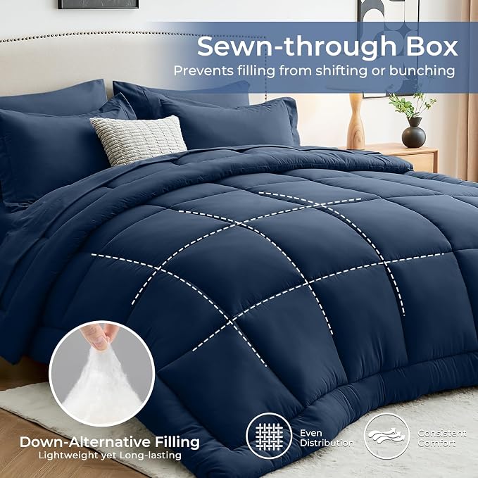 Sasttie Oversized King Comforter Set, 7 Pieces Extra Large Bed in a Bag - Image 3