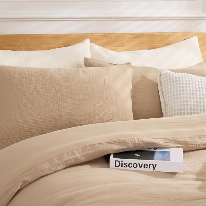 100% Sandwashed Cotton Duvet Cover King, Soft King Size Duvet Cover Set 3 Pieces - Image 2