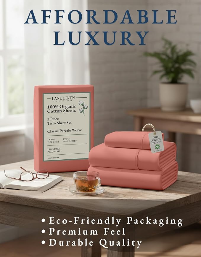 LANE LINEN 100% Organic Cotton Twin XL Sheets Set, 3-Piece Pure Organic Cotton - Image 8