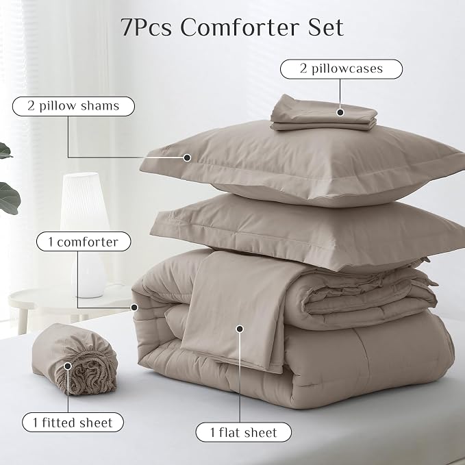JOLLYVOGUE King Comforter Set, Ultra-Soft Bed in a Bag King Size 7 Pieces - Image 5