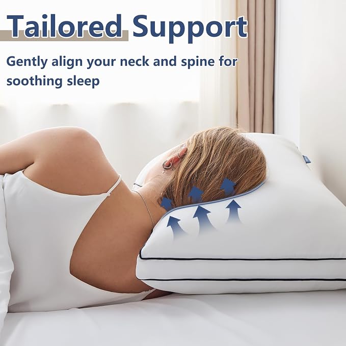 CozyLux Pillows Standard Size Set of 2, Soft Supportive 3D Down Alternative Bed - Image 3