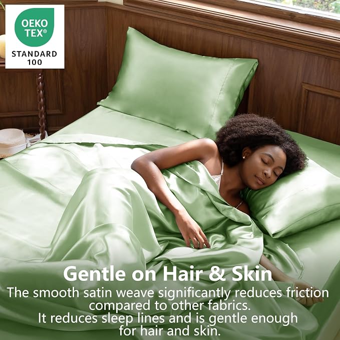 CozyLux Satin Sheets Queen Size Bed Set - Image 2