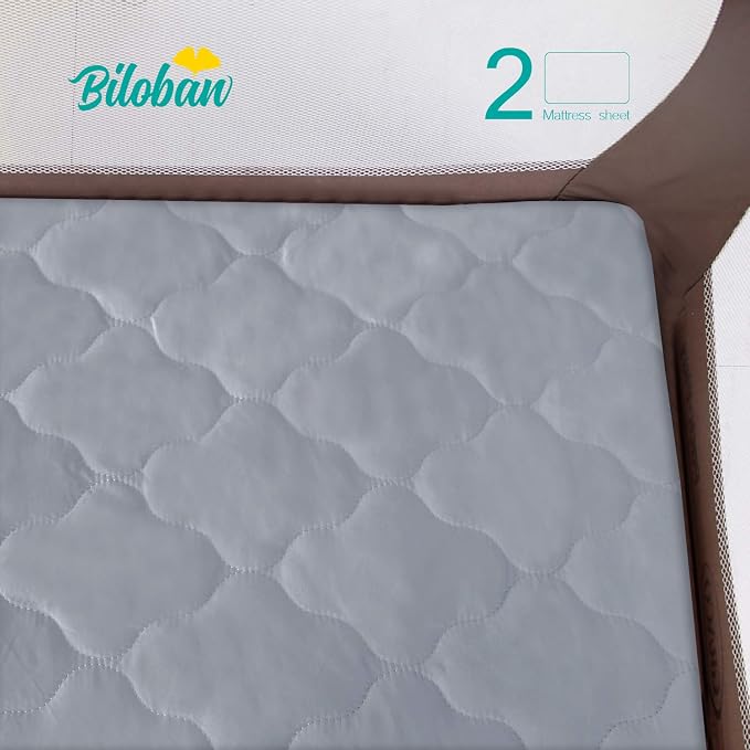 Biloban 2 Pack Pack and Play Mattress Protector Sheets Fitted Waterproof - Image 5