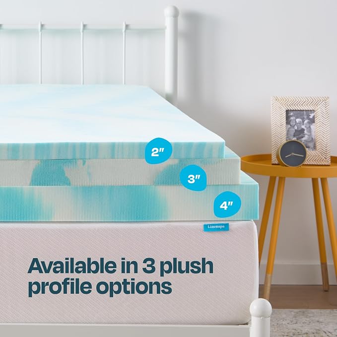 Linenspa 3 Inch Swirl Gel Memory Foam Mattress Topper, Twin Size – Cooling Gel - Image 4