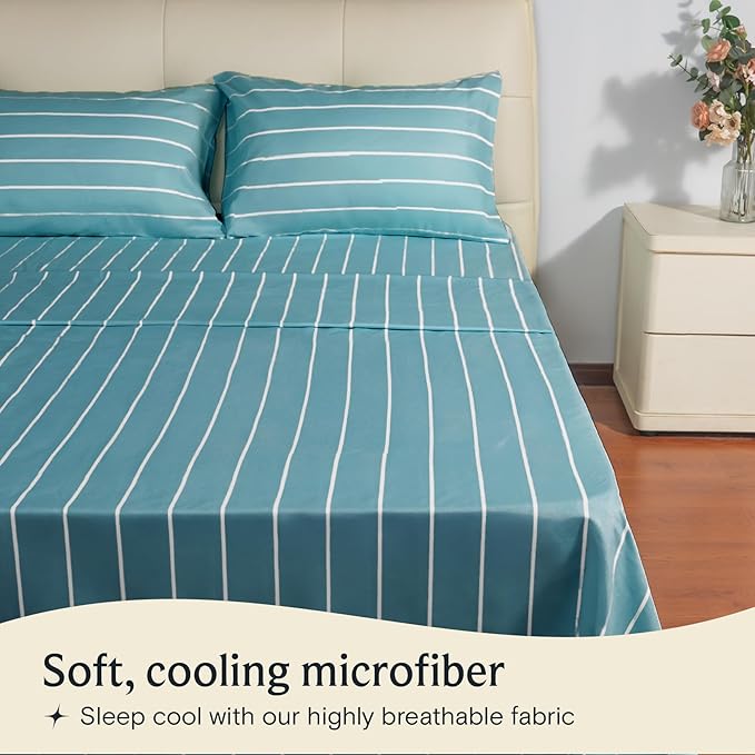 LuxClub Striped Sheets, Deep Pockets 18" Eco Friendly Wrinkle Free-Kids-Fitted - Image 3