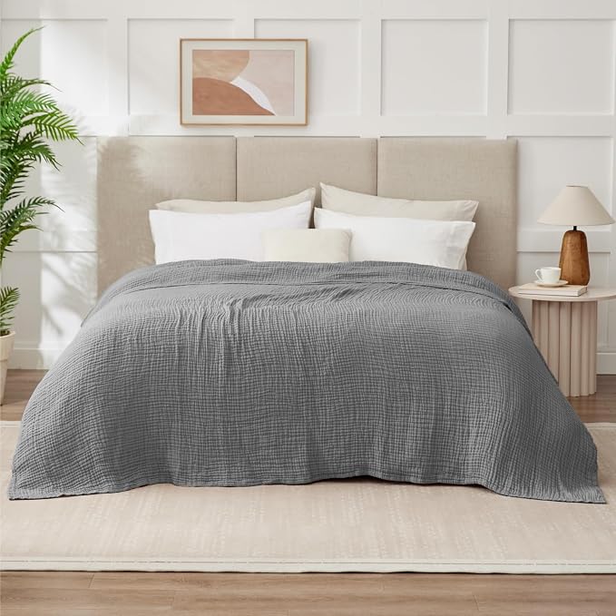 100% Cotton Muslin Blanket King 108" x 90", 6 Layers Breathable and Lightweight - Image 7