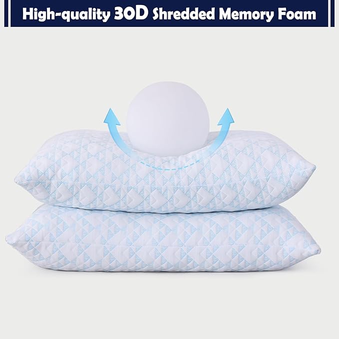 Memory Foam Pillows 2 Pack：Adjustable Loft Bed Pillows King Size Set of 2 - Image 5