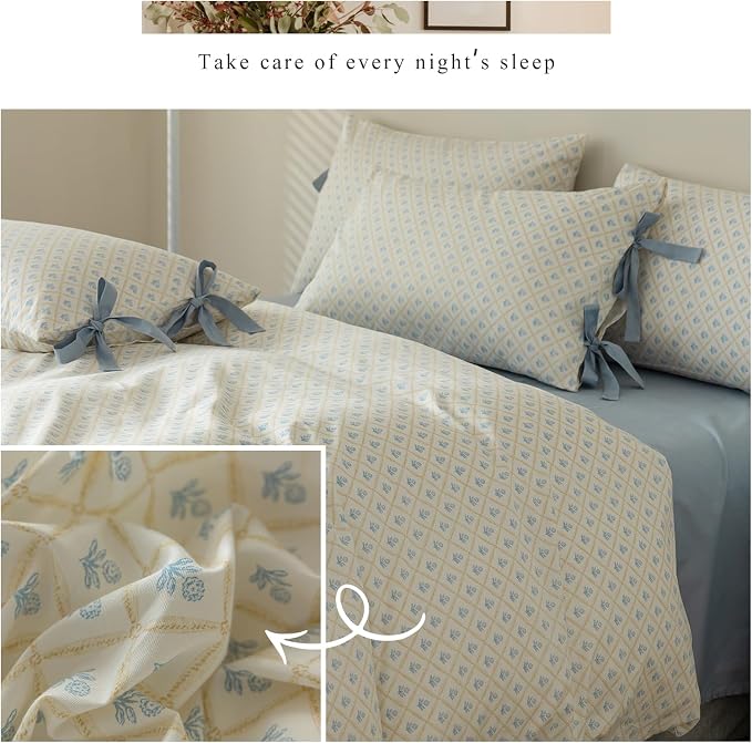 mixinni Blue Floral Duvet Cover Set King - Image 6