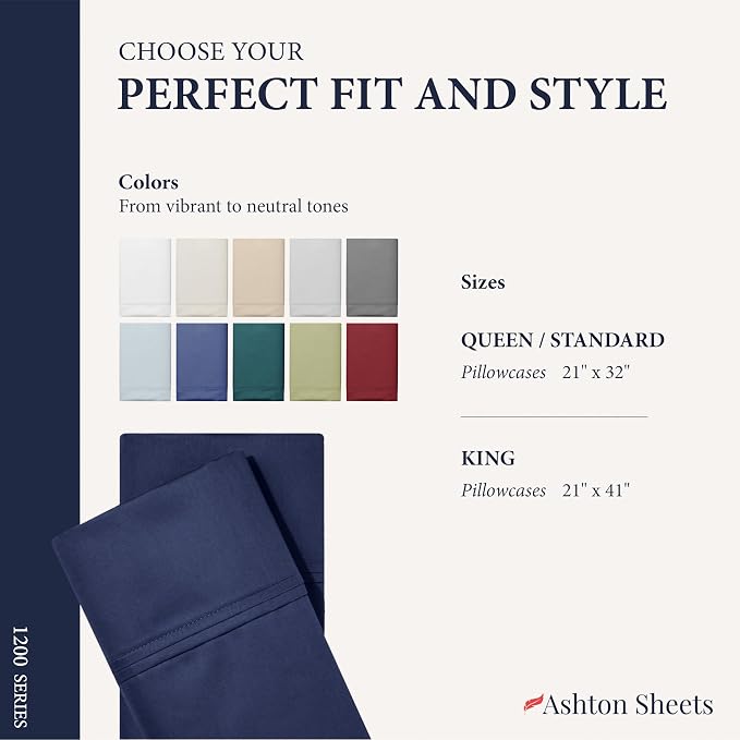 100% Egyptian Cotton Pillow Cases King Size Set of 2 - Image 7