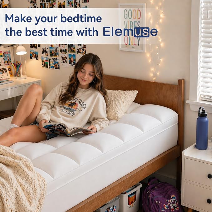 ELEMUSE Twin Mattress Topper for Back Pain, Extra Thick Mattress Pad Cover - Image 5