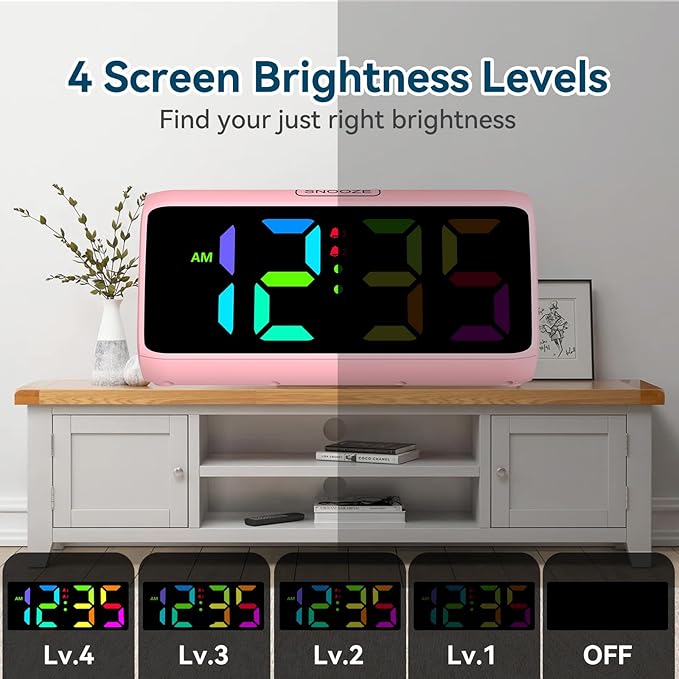 Netzu Loud Alarm Clock for Heavy Sleepers, RGB Alarm Clocks for Bedrooms - Image 5