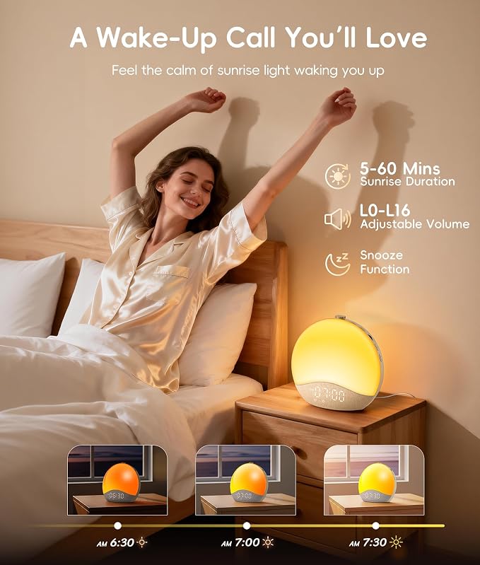 ecozy Sunrise Alarm Clock for Bedroom, 26 Soothing Sounds, 17 Night Lights - Image 3