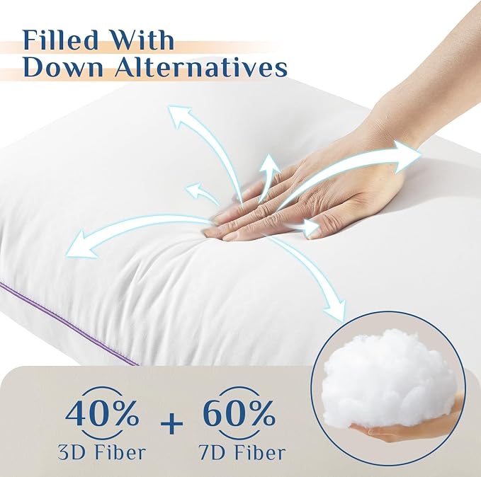 JOLLYVOGUE Pillows Standard Size Set of 4, Washable Supportive Full Size Bed - Image 3