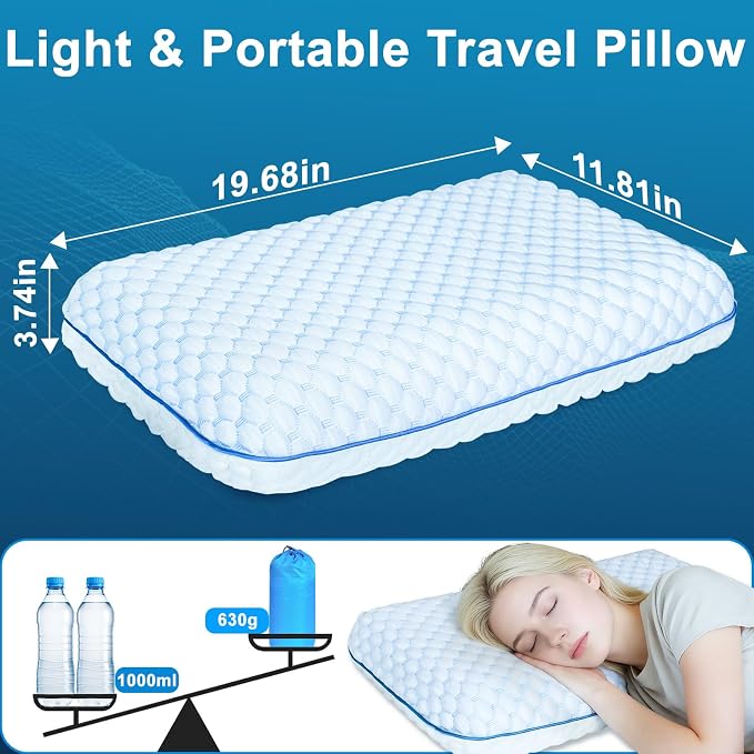 Camping Pillow with Memory Foam-Compressible Medium Firm, Ultralight Cooling - Image 2