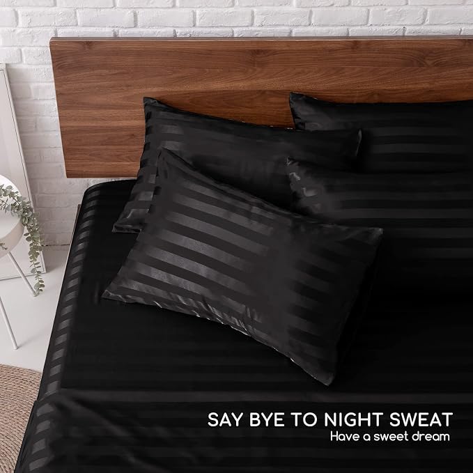 MR&HM Satin Bed Sheets, Queen Size Sheets Set - Image 7