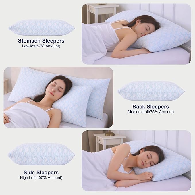Memory Foam Pillows 2 Pack：Adjustable Loft Bed Pillows King Size Set of 2 - Image 3