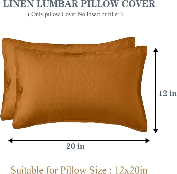 Simple&Opulence 100% Linen Lumbar Pillow Cover 12 x 20 Inches Set of 2 - Image 4