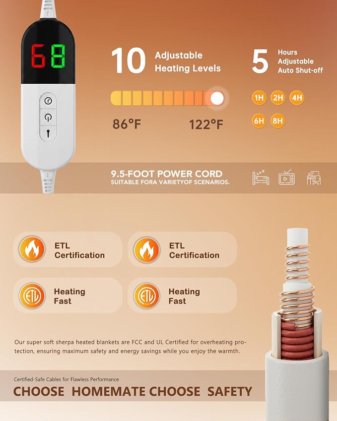 Homemate Electric Heated Throw Blanket - Image 6