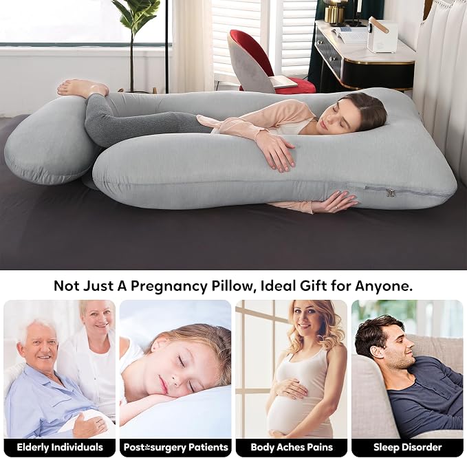 U-Shaped Pregnancy Pillow for Sleeping, Full Body Support for Back, HIPS & - Image 8