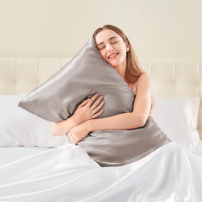 BEDELITE Satin Pillowcase with Zipper, Rose Taupe King Size Pillow Cases Set of - Image 2