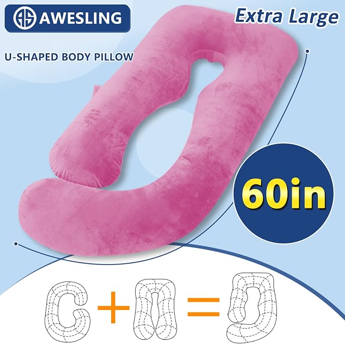 AS AWESLING Shredded Memory Foam Body Pillow, Pregnancy Pillows - Image 5
