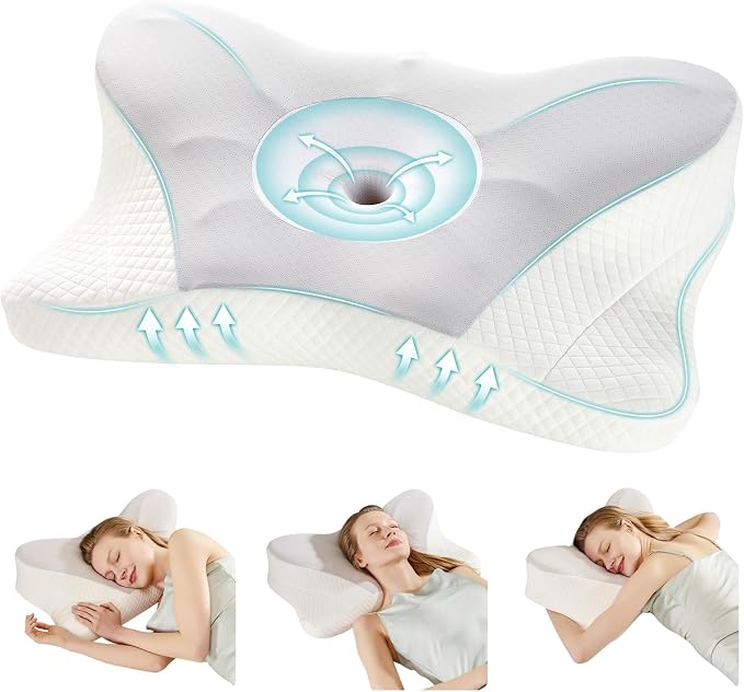 DUMOS Cervical Neck Pillow, Cooling Ergonomic Memory Foam Pillows by DumosLifestyle