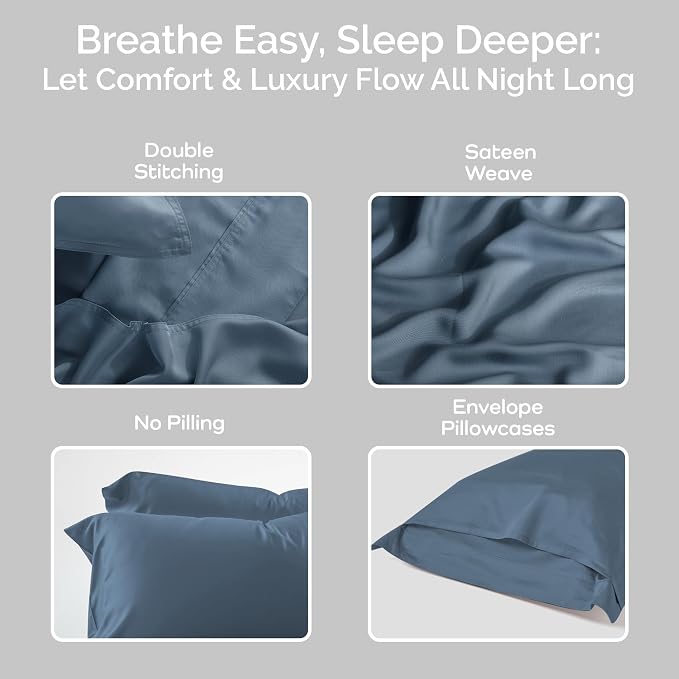 Pillow Cases King Size Set of 2 Pillowcases 100% Viscose from Bamboo Cooling - Image 4
