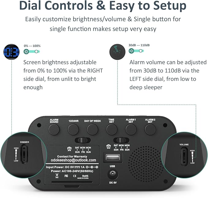 Odokee Digital Dual Alarm Clock - Image 2