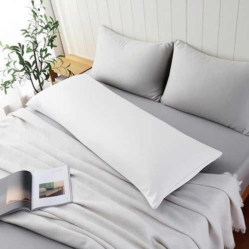 1 Pack Body Size Bamboo Viscose Zippered Pillow Case, 400 Thread Count Cooling - Image 2