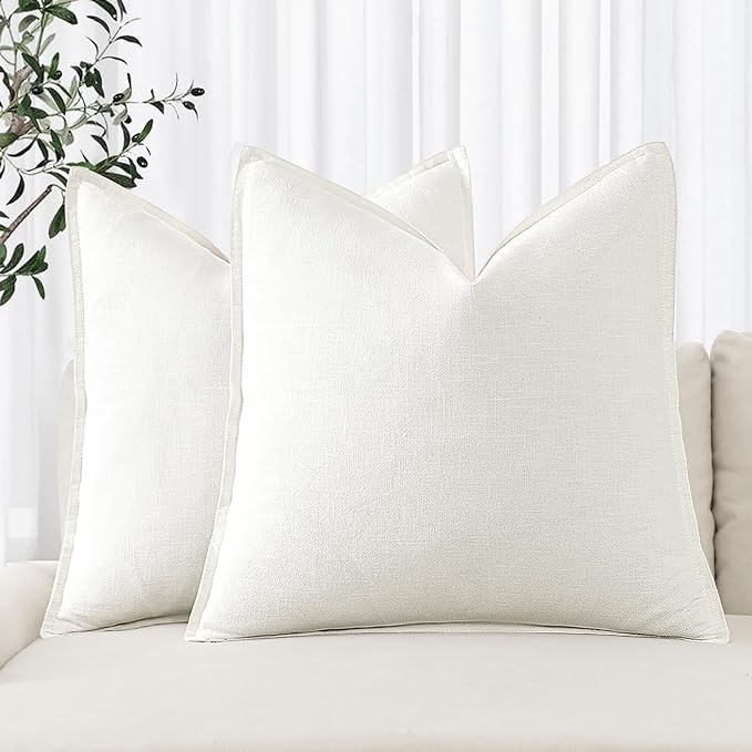 MIULEE Decorative Pillow Covers 18x18 Inch Cream White Boho Farmhouse Neutral by MIULEE