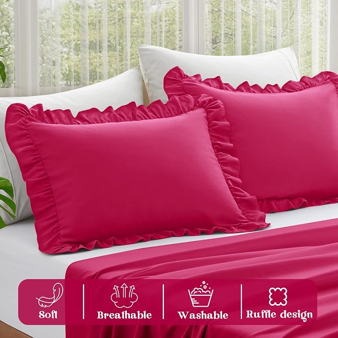 KKJIAF Ruffle Pillow Cases Standard Size Set of 2, Ruffled Pillow Covers - Image 4