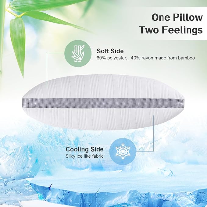 Meoflaw Cooling Pillows Queen Size Set of 2, Shredded Memory Foam Bed Pillows - Image 3
