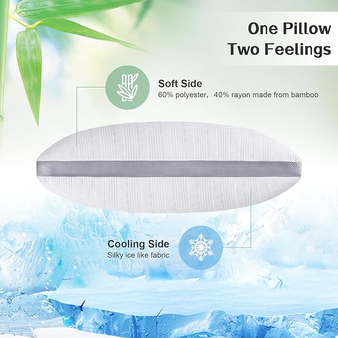 Meoflaw Cooling Pillows King Size Set of 2, Shredded Memory Foam Bed Pillows - Image 3