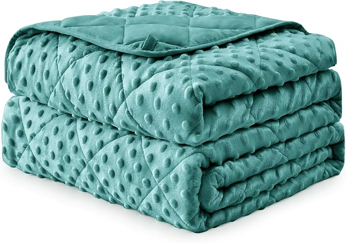 Teal Weighted Blanket for Adults 12lbs, Twin Full Size Cooling Minky Heavy - Image 9