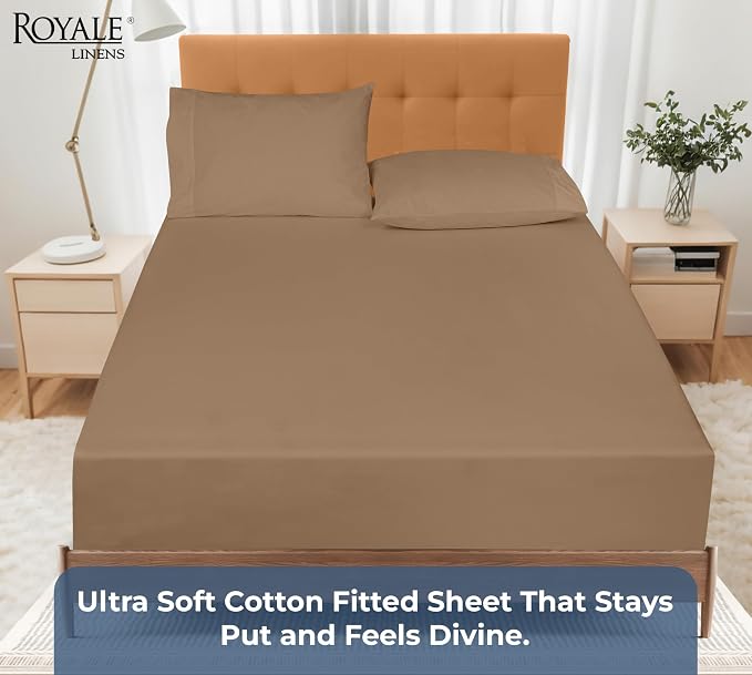 Royale Linens 100% Organic Cotton Fitted Sheet - Image 5