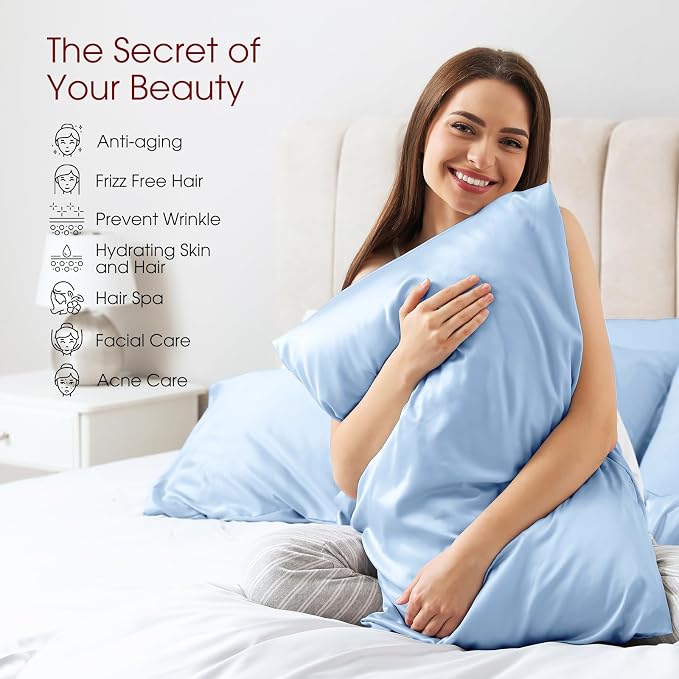 100% Silk Pillow Cases 2 Pack King Size Mulberry Silk Pillowcase - Image 3