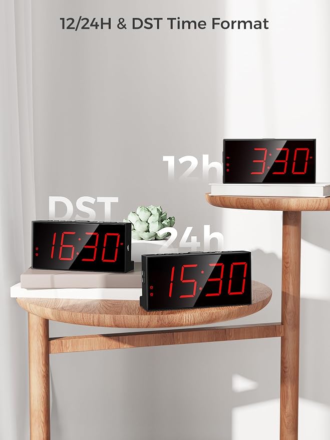 PPLEE Alarm Clock for Bedroom, Large Number Digital Clock - Image 8