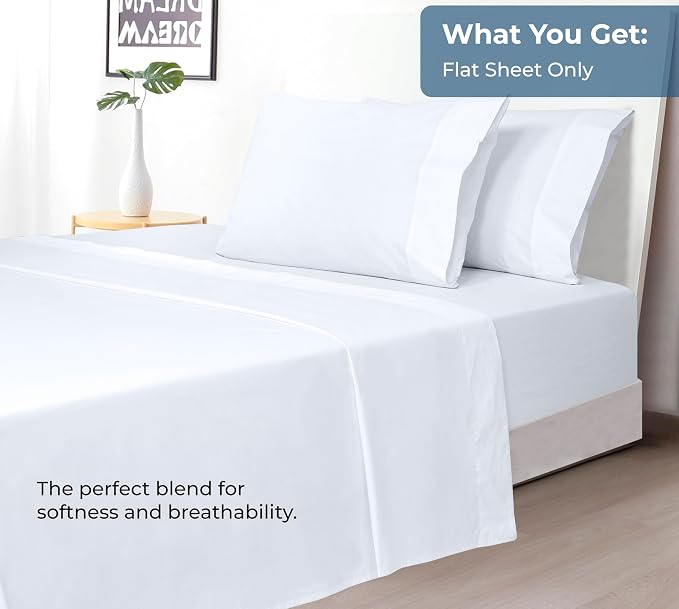 Royale Linens 100% Organic Cotton Queen Flat Sheet Only - Image 5