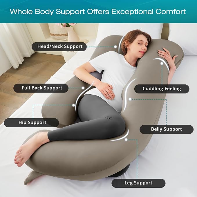 Sasttie Pregnancy Pillows for Sleeping, U Shaped Cooling Full Body Pillow - Image 2