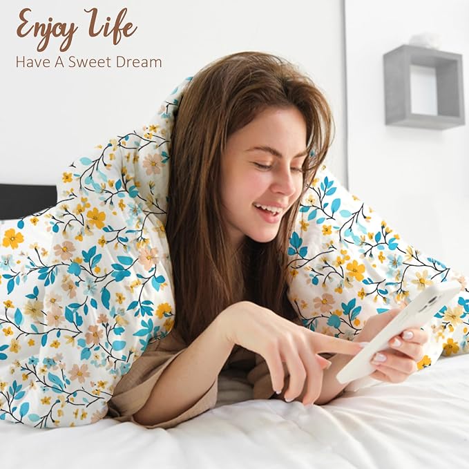 LONAVA King Botaincal 3 Pcs Duvet Cover Set, Breathable Soft Microfiber Sky - Image 4