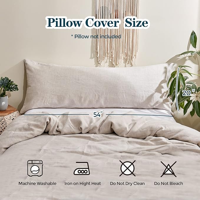 Simple&Opulence Body Pillow Cover 20" x 54", 100% Pure Linen, Ultra Soft and - Image 4