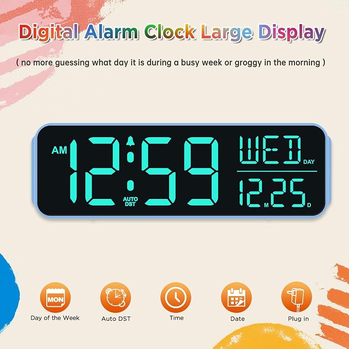 Peakeep Loud Digital Alarm Clock Large Display - Image 2